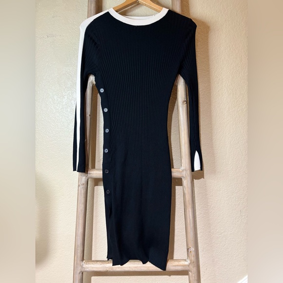 Future Collective Dresses & Skirts - Future Collective x Kahlana Barfield Ribbed Side Button Sweater Dress